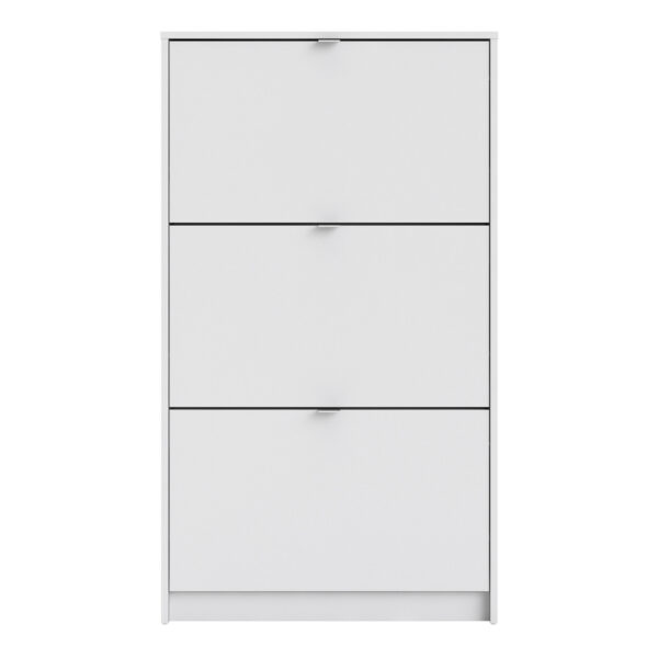 Shoes Shoe Cabinet 3 Flip Down Doors and 1 layer in White - Image 2