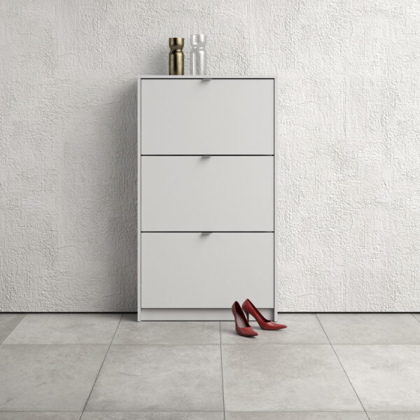 Shoes Shoe Cabinet 3 Flip Down Doors and 1 layer in White - Image 4