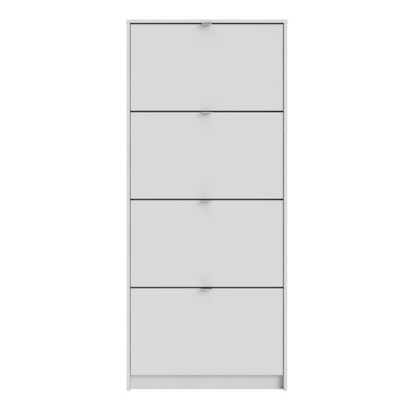 Shoes Shoe Cabinet 4 Flip Down Doors and 1 layer in White - Image 3