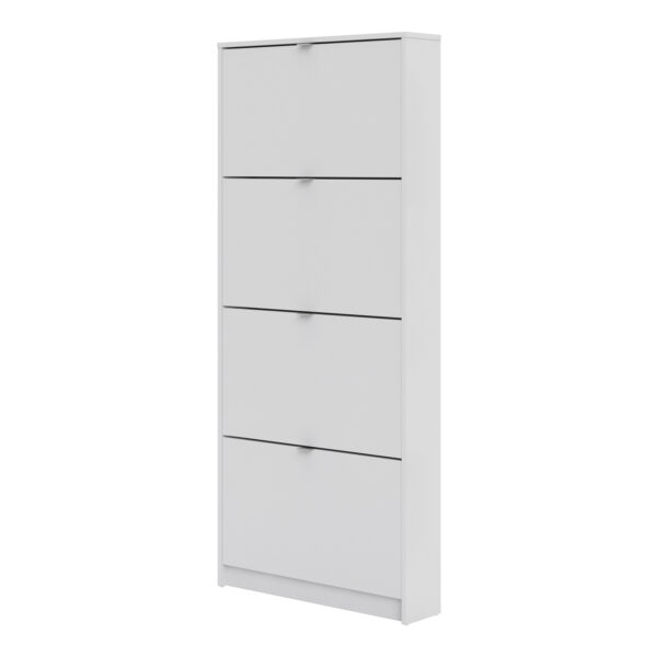 Shoes Shoe Cabinet 4 Flip Down Doors and 1 layer in White - Image 4