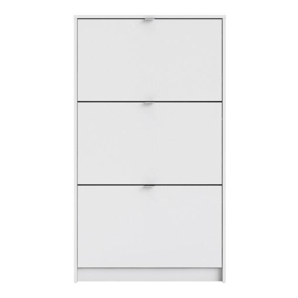 Shoes Shoe Cabinet 3 Flip Down Doors and 2 layers in White - Image 2