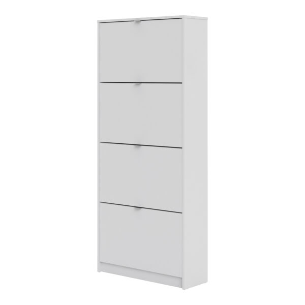 Shoes Shoe Cabinet 4 Flip Down Doors and 2 layers in White - Image 3