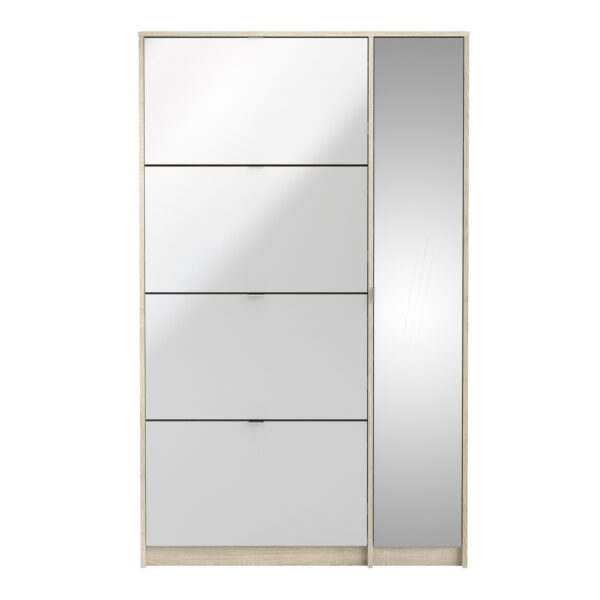 Shoes Shoe Cabinet 4 Flip Down Doors and 2 layers 1 Mirror Door Oak structure - Image 2