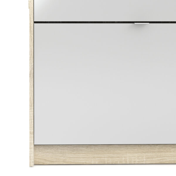 Shoes Shoe Cabinet 4 Flip Down Doors and 2 layers 1 Mirror Door Oak structure - Image 7
