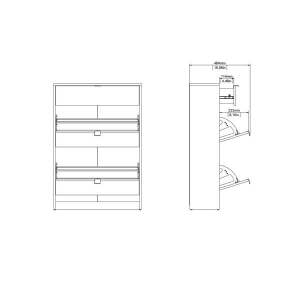 Shoes Shoe Cabinet 2 Flip Down Doors + 1 Drawer in Matt Black - Image 9