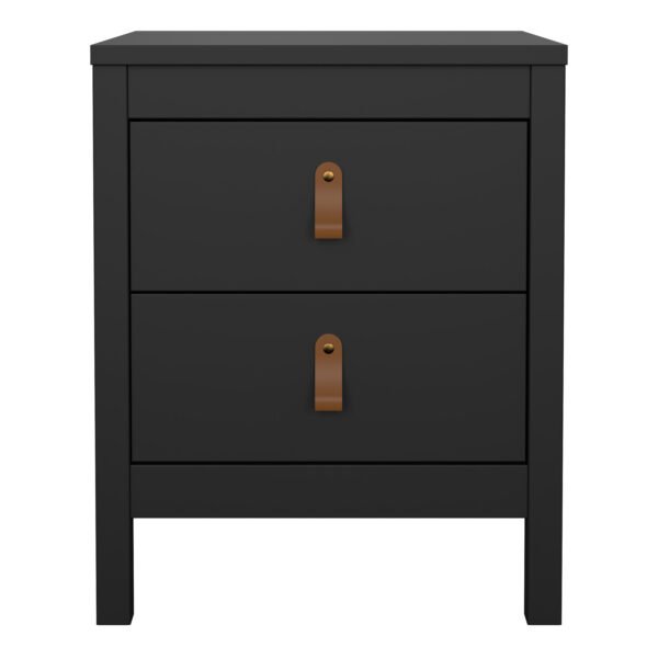 Barcelona Bedside Table 2 Drawers in Matt Black - Image 3