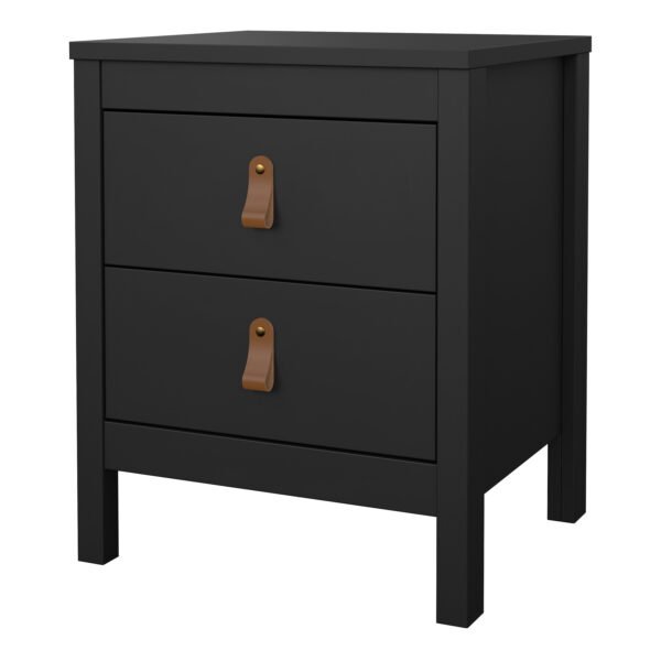 Barcelona Bedside Table 2 Drawers in Matt Black - Image 4
