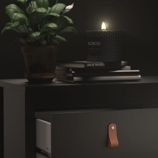 Barcelona Bedside Table 2 Drawers in Matt Black - Image 9