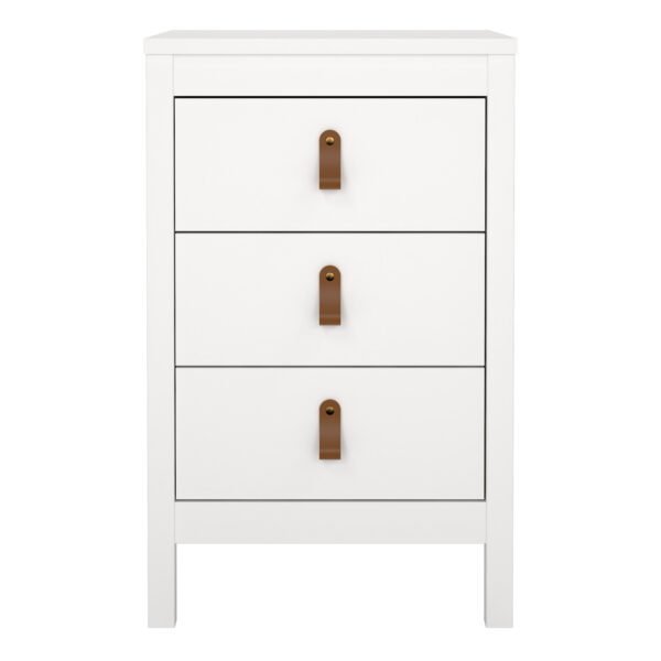 Barcelona Bedside Table 3 Drawers in White - Image 3