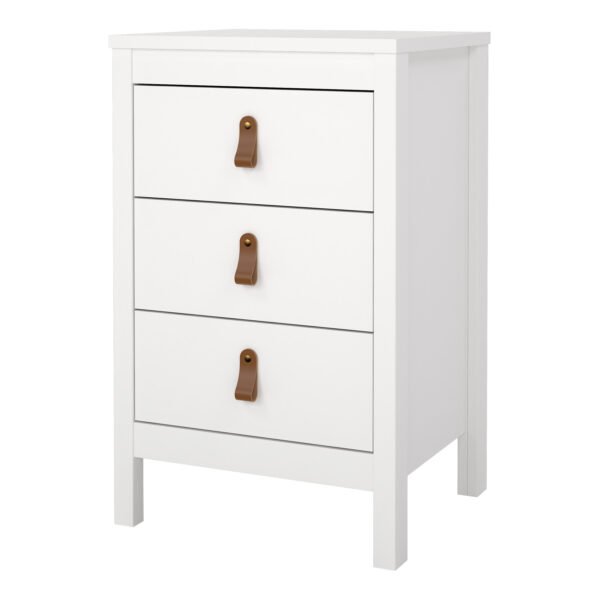 Barcelona Bedside Table 3 Drawers in White - Image 4