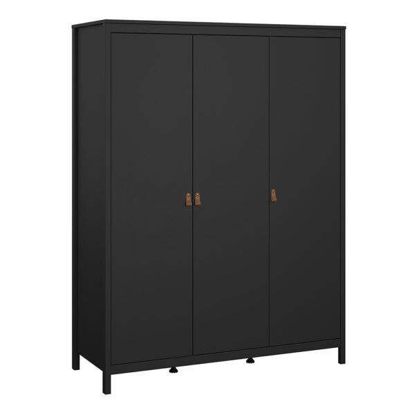 Barcelona Package - Bedside Table 2 Drawers + Chest 5 Drawers + Wardrobe with 3 Doors in Matt Black - Image 10