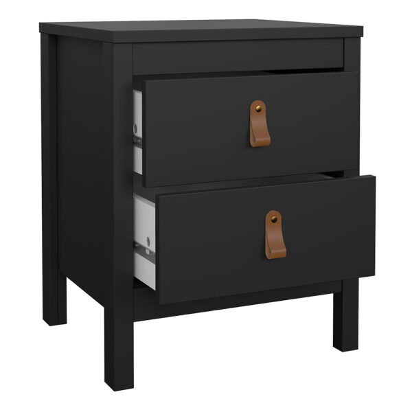 Barcelona Package - Bedside Table 2 Drawers + Chest 5 Drawers + Wardrobe with 3 Doors in Matt Black - Image 3