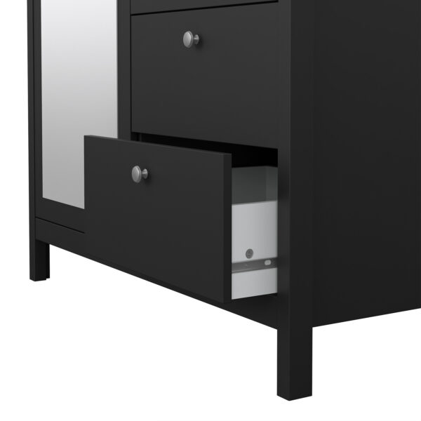 Madrid Wardrobe with 1 Door 1 Mirror Door 2 Drawers Matt Black - Image 9