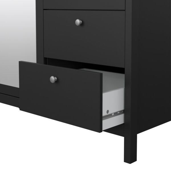 Madrid  Wardrobe with 2 Doors 1 Mirror Door 2 Drawers Matt Black - Image 10