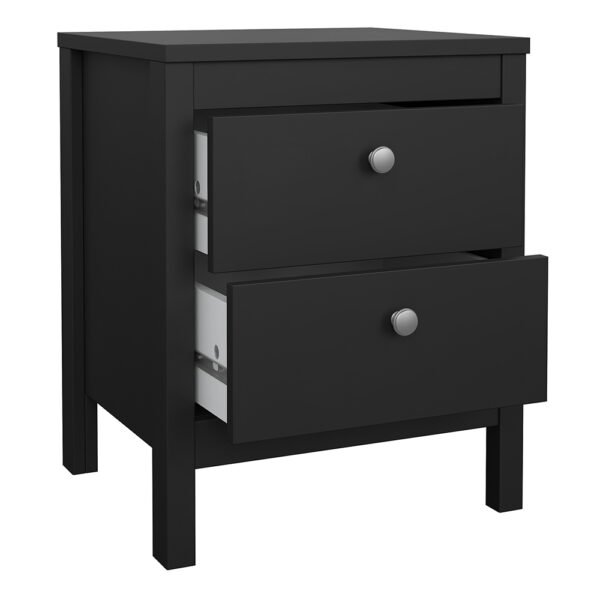 Madrid Bedside Table 2 Drawers in Matt Black - Image 5