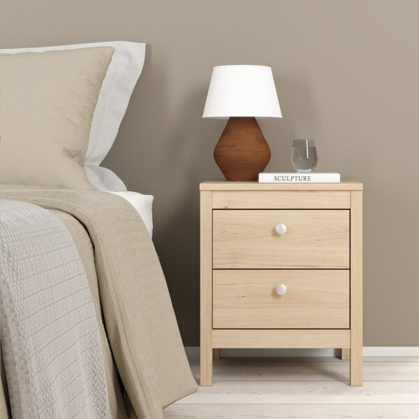 Madrid Bedside Table 2 Drawers in Jackson Hickory Oak - Image 7