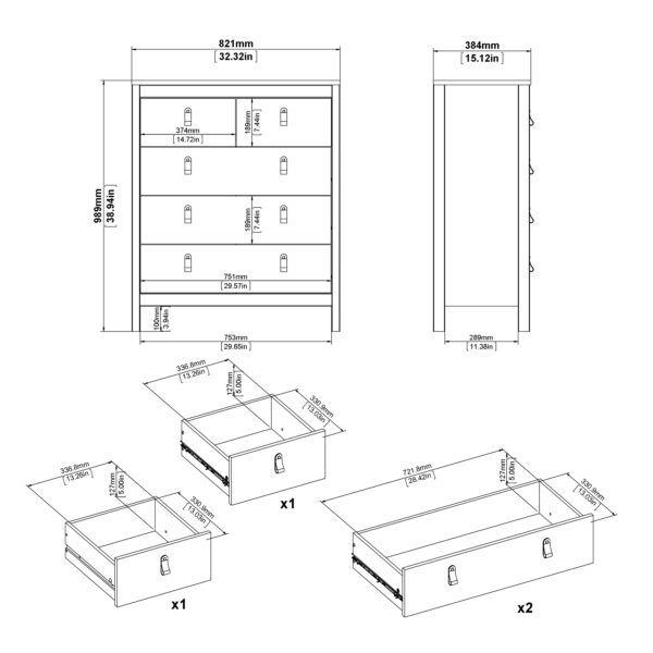 Madrid Chest 3+2 Drawers in White - Image 11