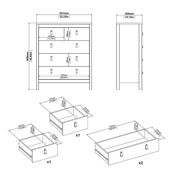 Madrid Chest 3+2 Drawers in Matt Black - Image 12