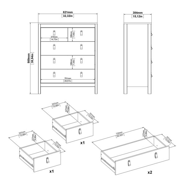 Madrid Chest 3+2 Drawers in Jackson Hickory Oak - Image 12