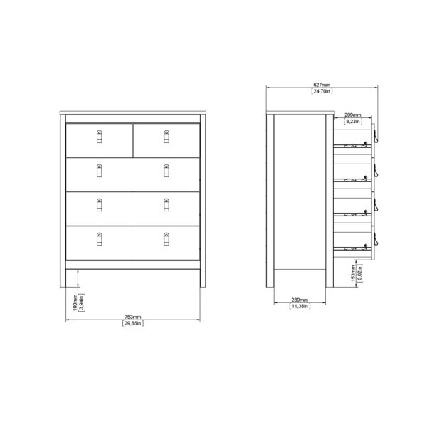 Madrid Chest 3+2 Drawers in Jackson Hickory Oak - Image 13