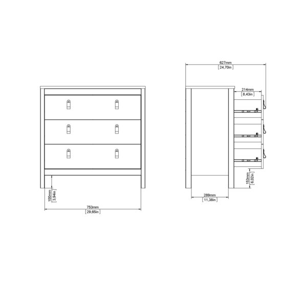 Madrid Chest 3 Drawers in Matt Black - Image 12
