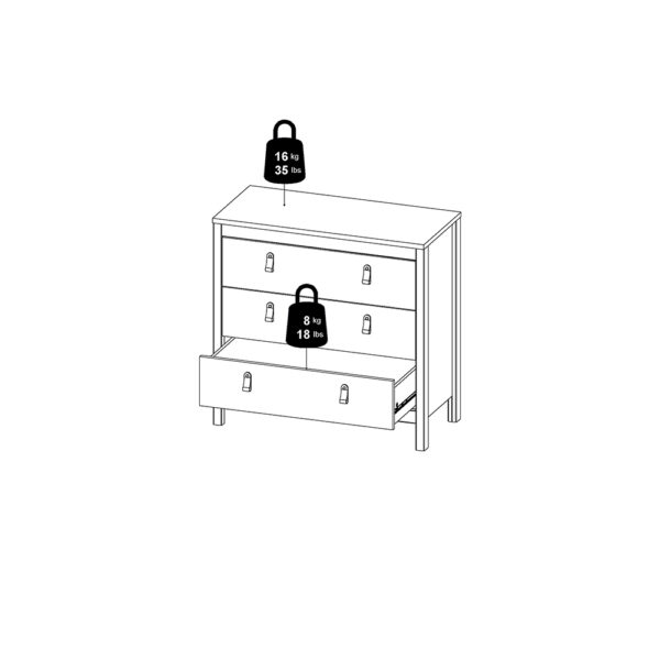 Madrid Chest 3 Drawers in Matt Black - Image 13