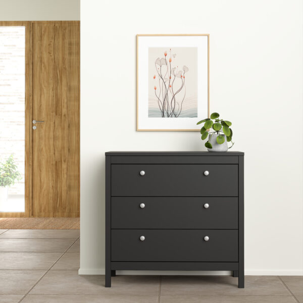 Madrid Chest 3 Drawers in Matt Black - Image 6