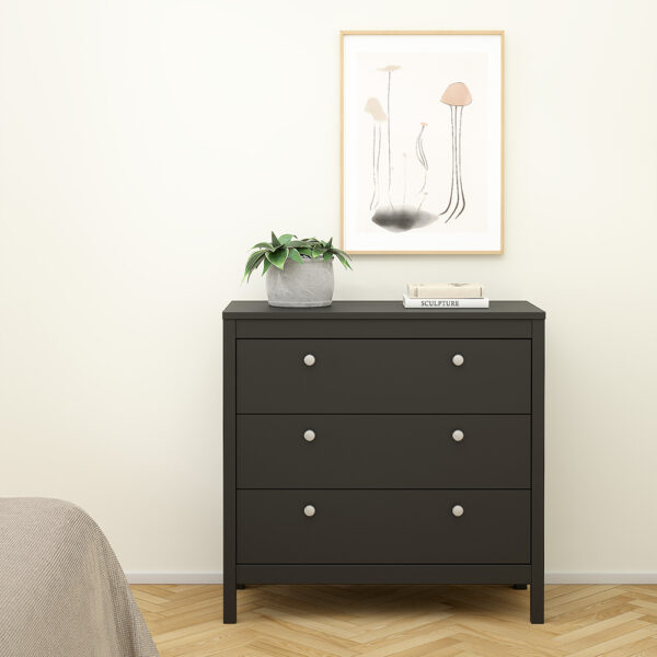 Madrid Chest 3 Drawers in Matt Black - Image 7
