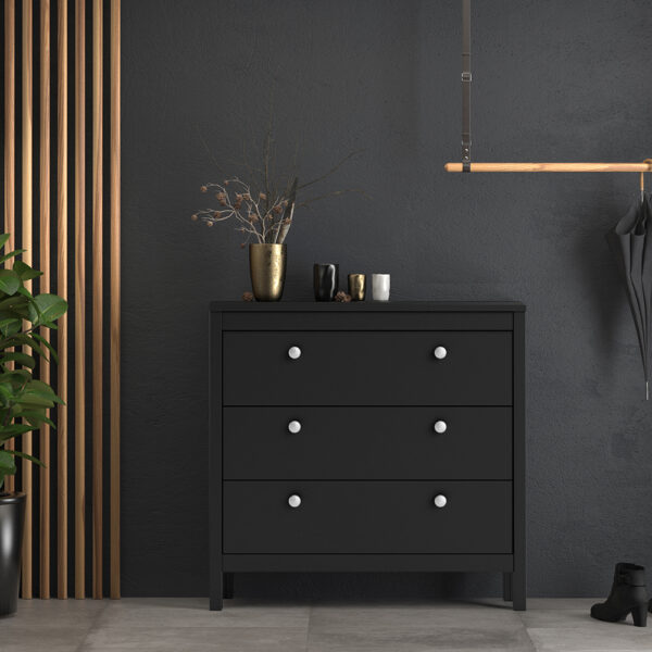Madrid Chest 3 Drawers in Matt Black - Image 8