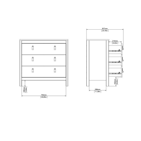Madrid Chest 3 Drawers in Jackson Hickory Oak - Image 10