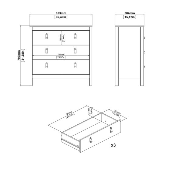 Madrid Chest 3 Drawers in Cashmere - Image 10