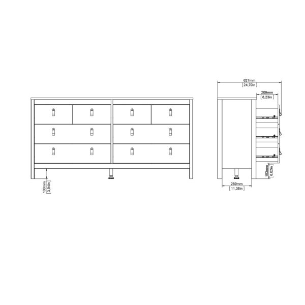 Madrid Double Dresser 4+4 Drawers in White - Image 11