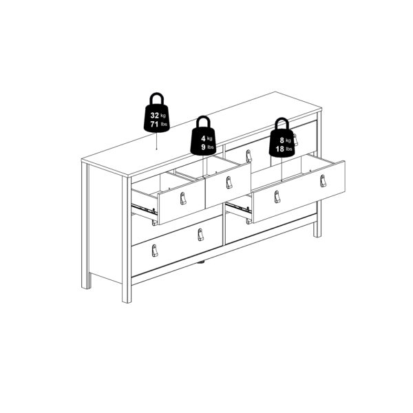 Madrid Double Dresser 4+4 Drawers in White - Image 12