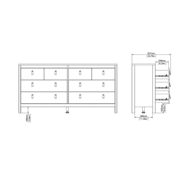 Madrid Double Dresser 4+4 Drawers in Matt Black - Image 11