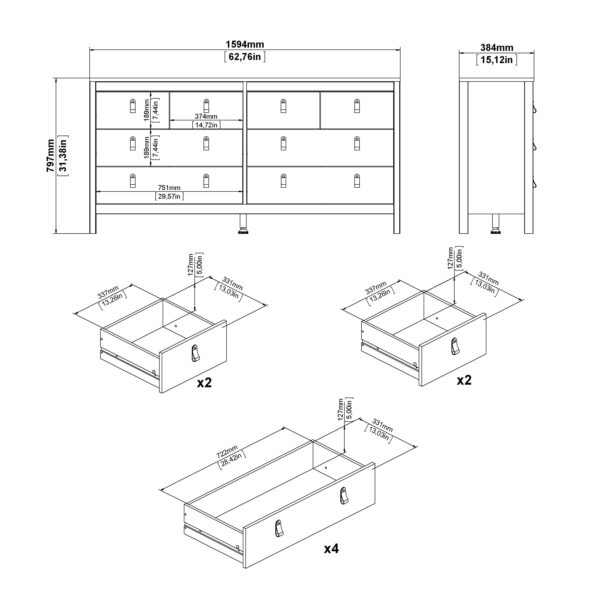 Madrid Double Dresser 4+4 Drawers in Jackson Hickory Oak - Image 10