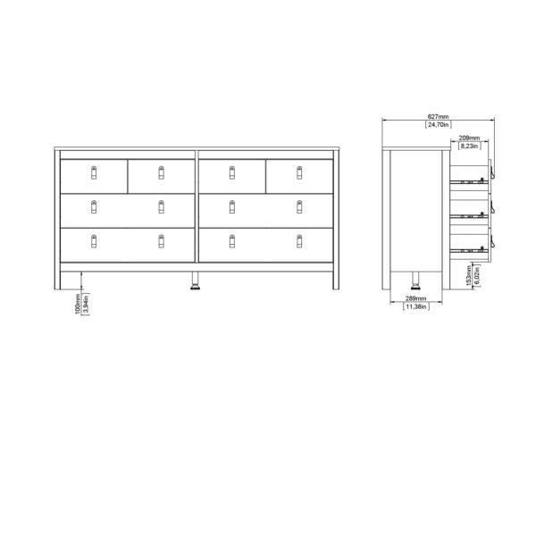 Madrid Double Dresser 4+4 Drawers in Cashmere - Image 11