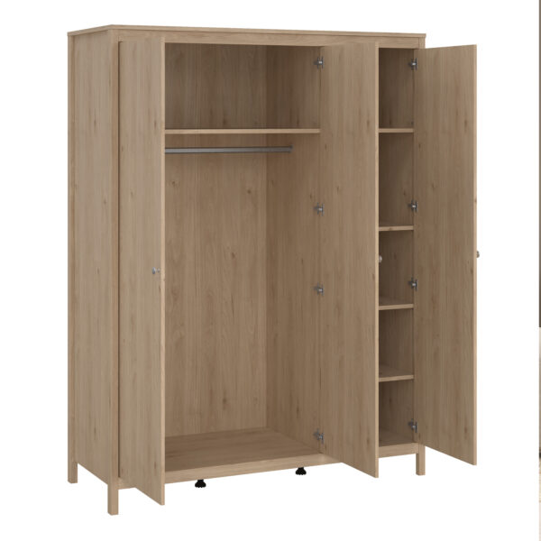Madrid Wardrobe with 3 Doors in Jackson Hickory Oak - Image 5