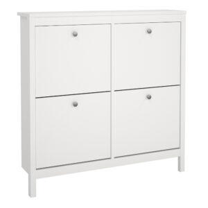 Madrid Shoe Cabinet 4 Flip Down Doors in White