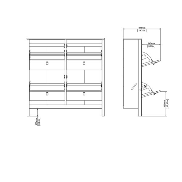 Madrid Shoe Cabinet 4 Flip Down Doors in White - Image 13