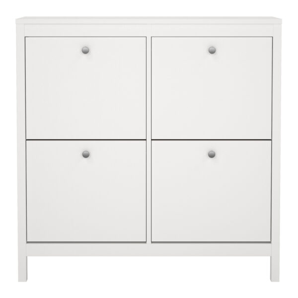 Madrid Shoe Cabinet 4 Flip Down Doors in White - Image 3