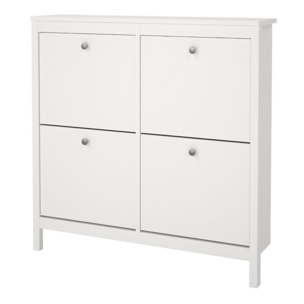 Madrid Shoe Cabinet 4 Flip Down Doors in White - Image 4