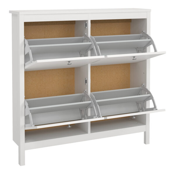 Madrid Shoe Cabinet 4 Flip Down Doors in White - Image 6