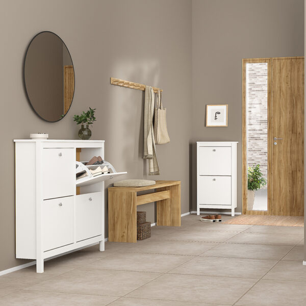 Madrid Shoe Cabinet 4 Flip Down Doors in White - Image 2