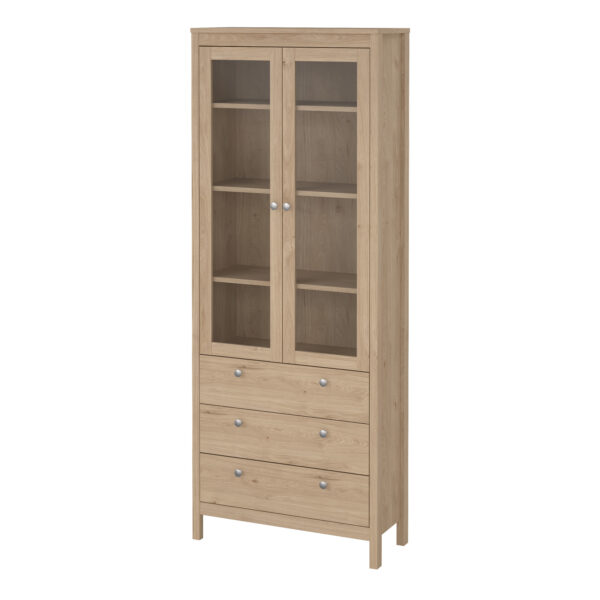 Madrid China Cabinet 2 Doors with Glass + 3 Drawers in Jackson Hickory Oak - Image 4