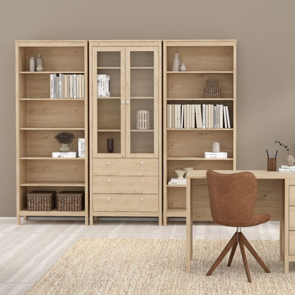 Madrid China Cabinet 2 Doors with Glass + 3 Drawers in Jackson Hickory Oak - Image 2