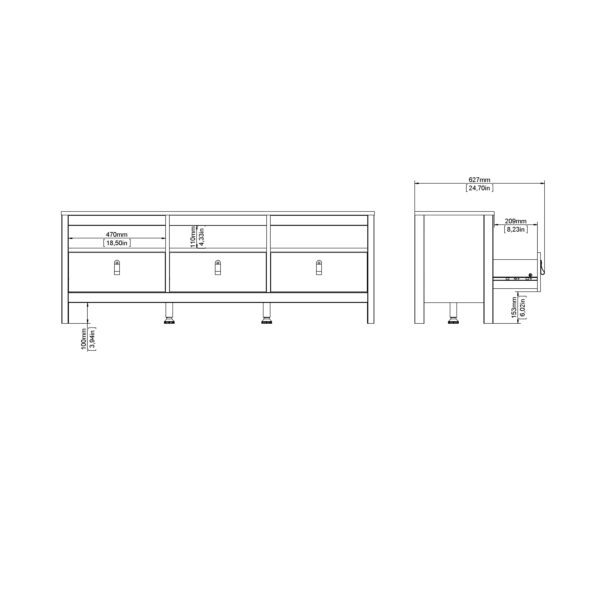 Madrid TV Unit 3 Drawers in Cashmere - Image 10