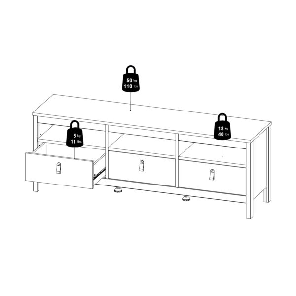 Madrid TV Unit 3 Drawers in Cashmere - Image 11
