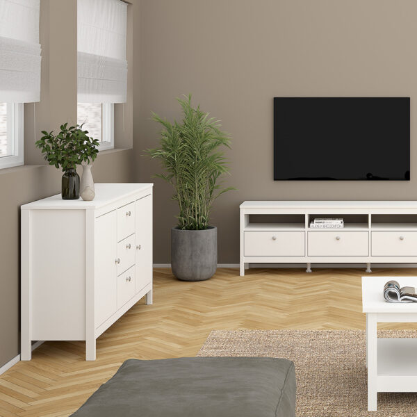 Madrid Sideboard 2 Doors 3 Drawers in White - Image 6