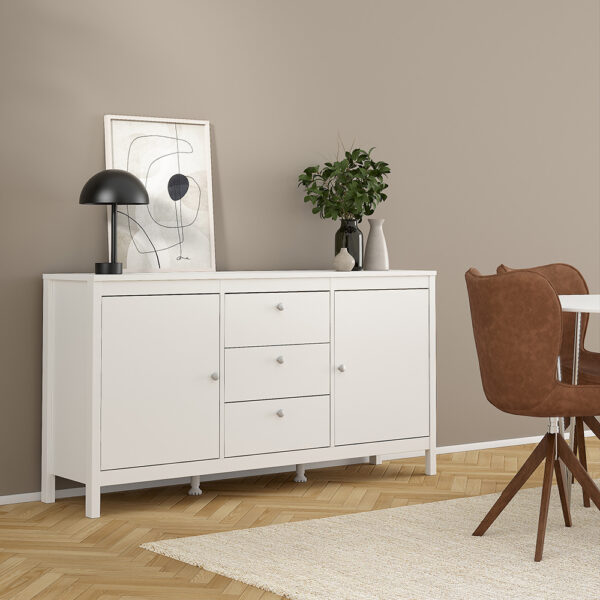 Madrid Sideboard 2 Doors 3 Drawers in White - Image 7