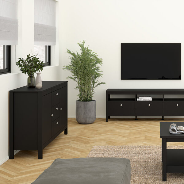 Madrid Sideboard 2 Doors 3 Drawers in Matt Black - Image 6